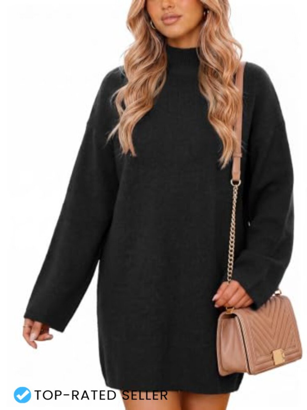 Argyle Oversized Sweater Dress Turtleneck Long Sleeve Knit Fall Winter